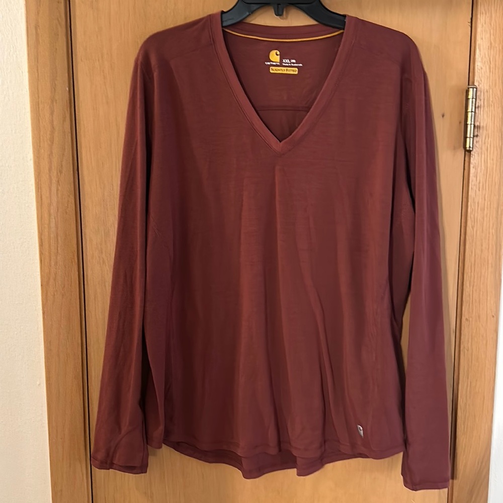 Carhartt Force Women’s Slightly Fitted Long Sleeve Tee T-Shirt Burgundy Size XXL